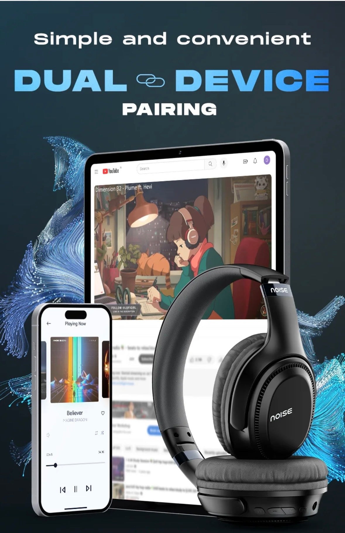 NOISE Airwave Max 3 Truly Wireless Headphones 70Hrs Playtime Deep Bass Bluetooth 5.3